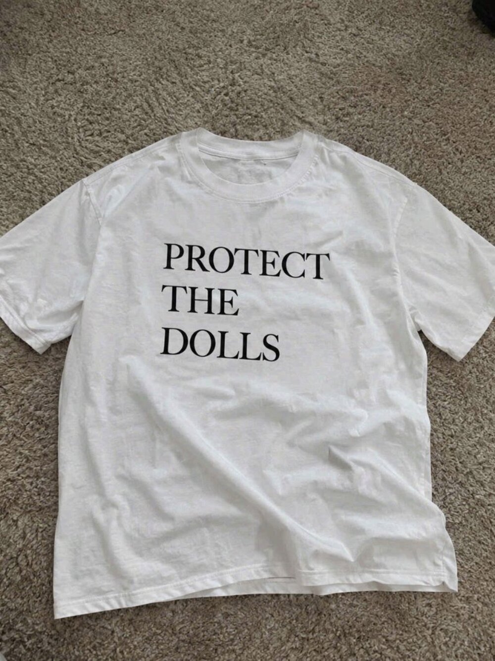 "Protect The Dolls" Slogan Quote Graphic T-Shirt White